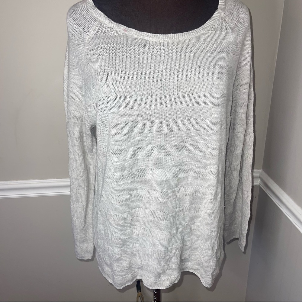 89th & Madison Cream Zipper Back Sweater Womens Sz L